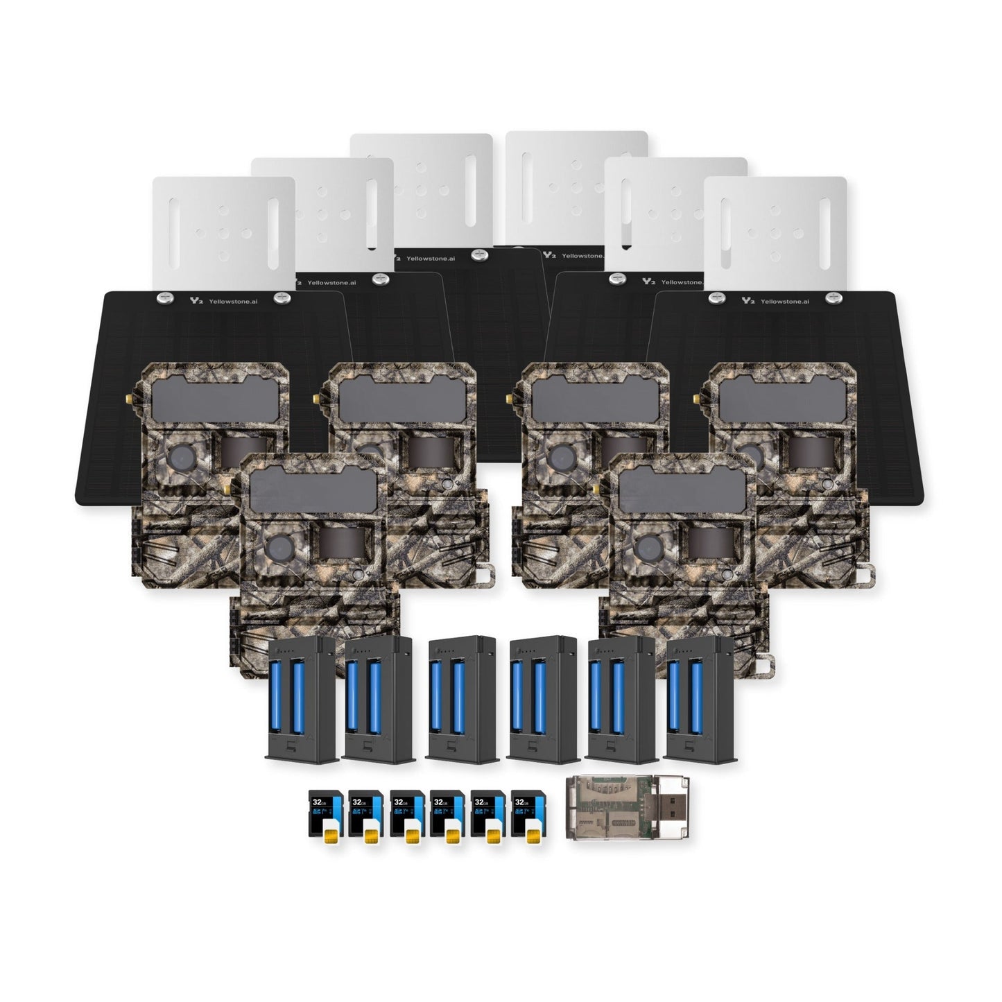Yellowstone Y2 Trail Camera Bundle with Battery, Solar Panel, Card Reader, and Accessories (6-Pack)