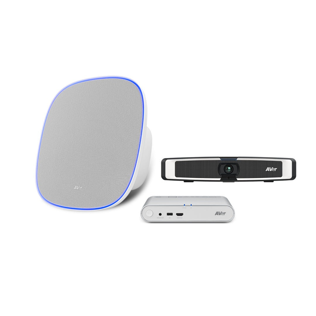 AVer FONE700 Ceiling Speakerphone System with Noise Suppression and VB130 4K Videobar (White) Bundle