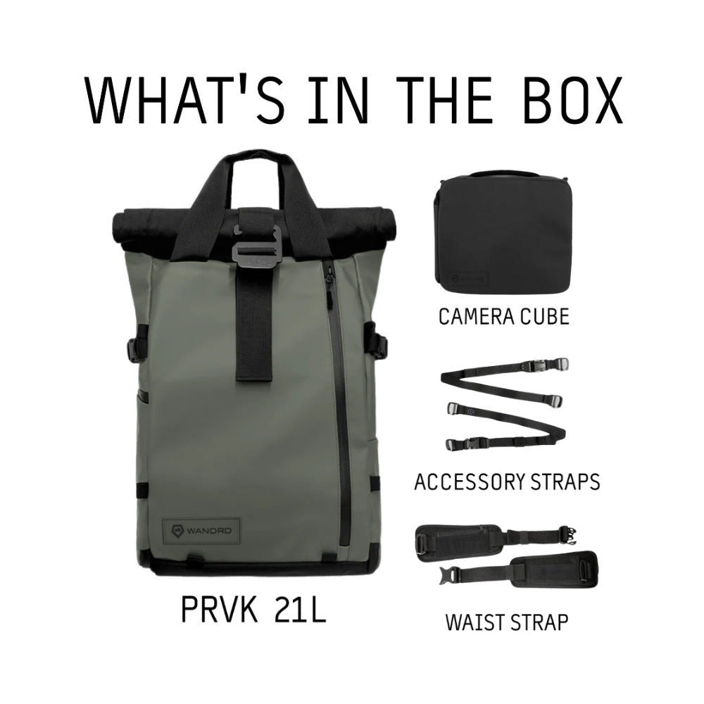 WANDRD PRVKE 21L Weather-Resistant Backpack (Wasatch Green, Photography Bundle)