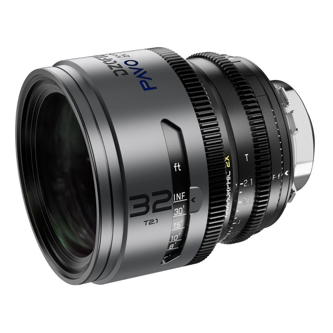 DZOFilm Pavo 2x Anamorphic T2.1 and T2.4 3-Lens Set with Blue Coating (Space Gray and Black)