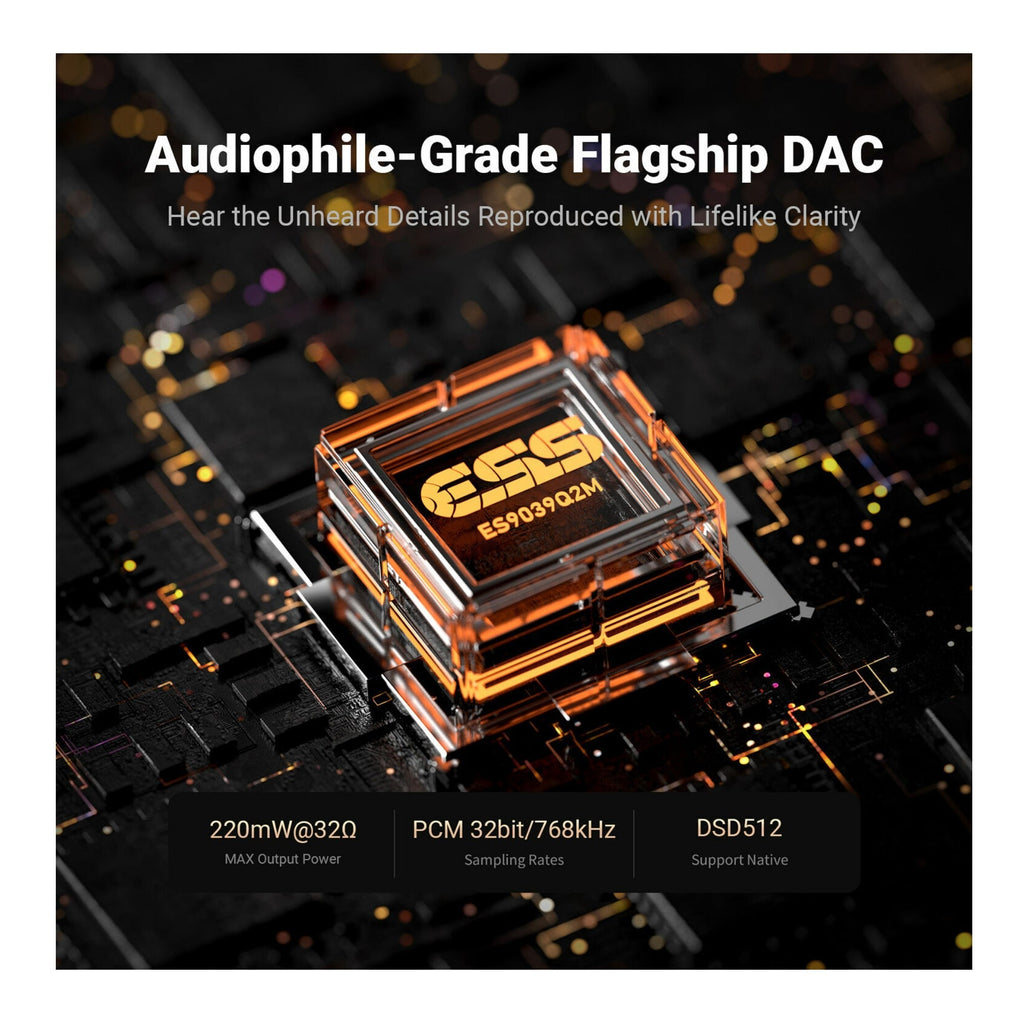 Fosi Audio DS3 Portable USB DAC Headphone Amplifier with Spatial Audio (Black)