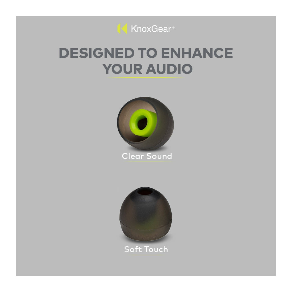 Knox Gear Silicone Earbud Replacement Tips for In-Ear Headphones (Black, 6-pack)