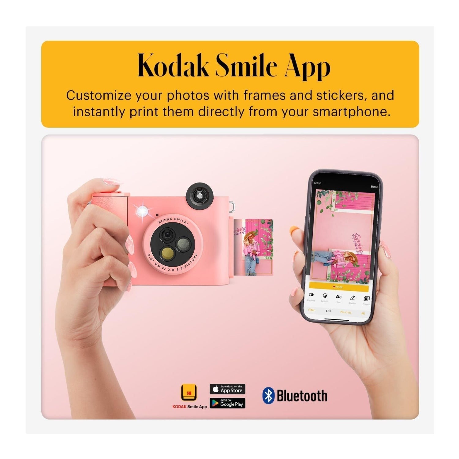 KODAK Smile+ Digital Instant Print Camera with Effect-changing Lens (Pink)