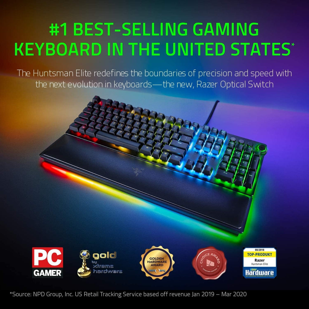 Razer Huntsman Elite Optical Gaming Keyboard, Clicky Purple Switches (Certified Refurbished)