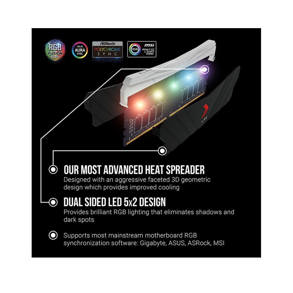 PNY 16GB XLR8 DDR4 3600 MHz RGB Dual Channel Desktop (DIMM) Memory Kit (2 x 8GB)