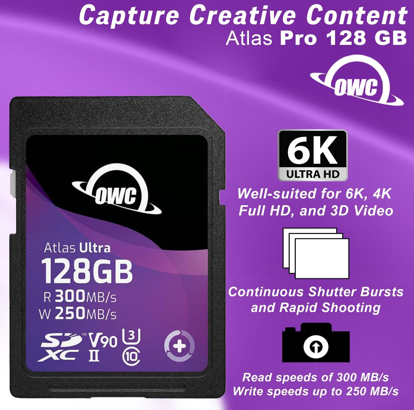 OWC 128GB Atlas Ultra UHS-II SDXC Memory Card (2-Pack)