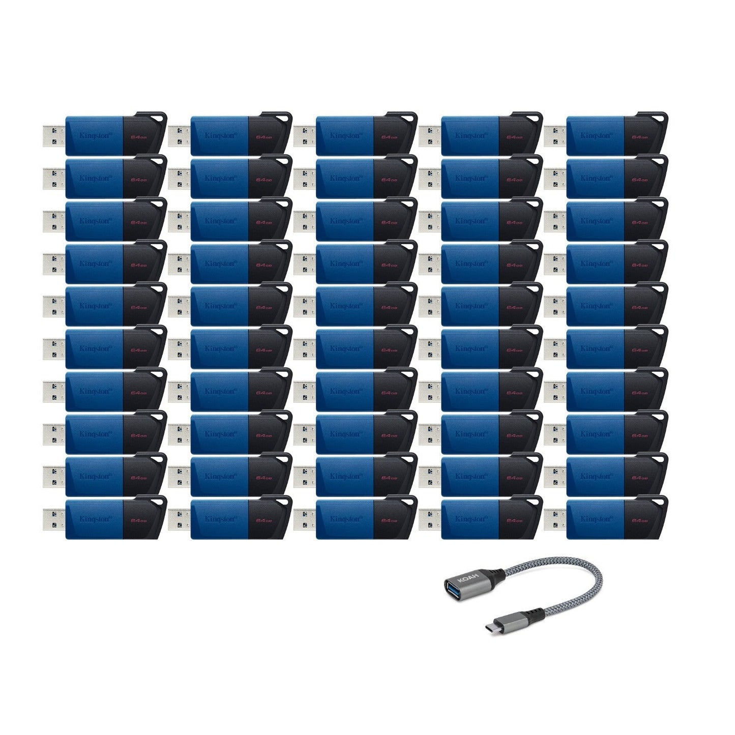 Kingston DataTraveler Exodia M 64GB USB 3.2 Flash Drive (50-pack) with USB-C adapter