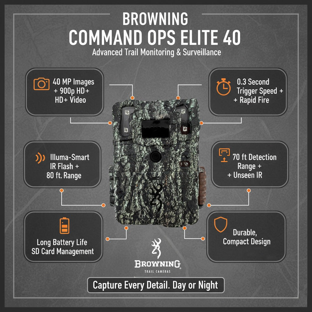 Browning Trail Camera Command Ops Elite 40 with SD Card and Batteries Combo