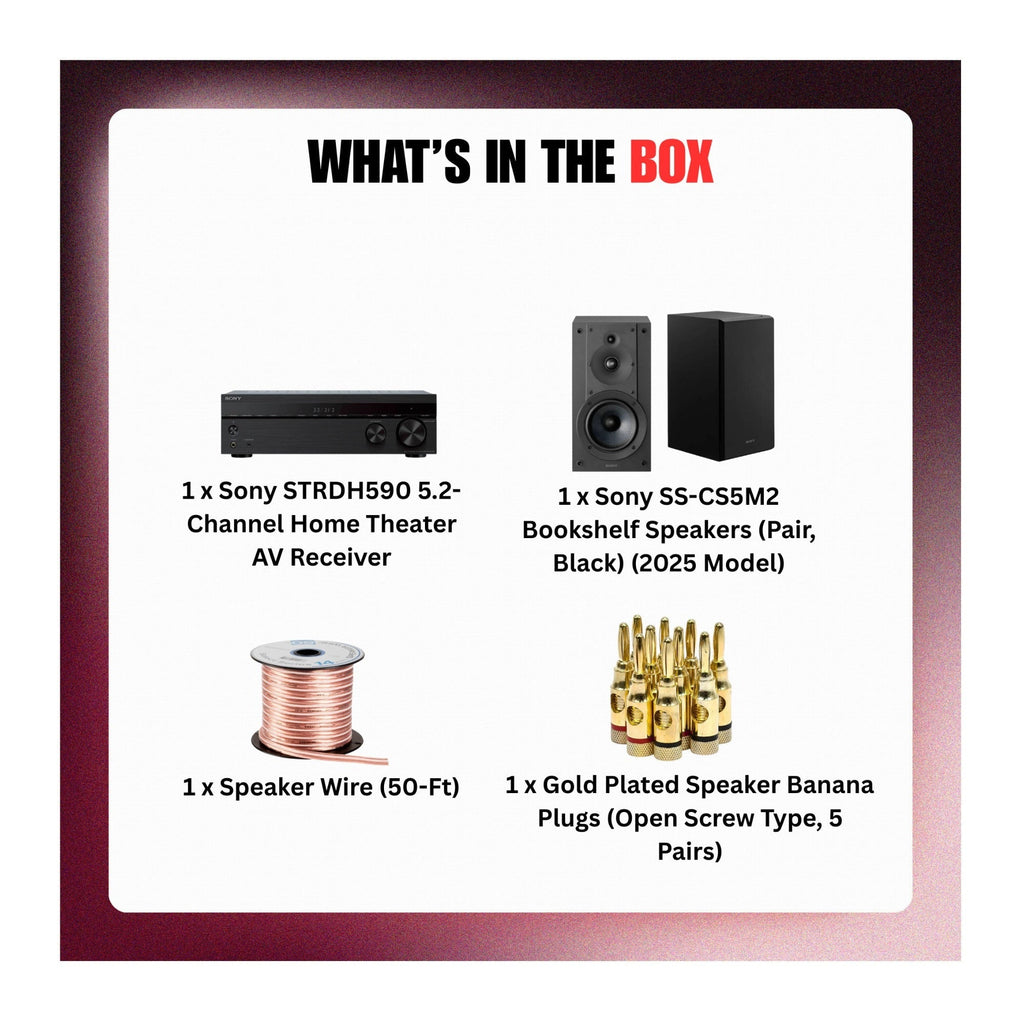 Sony STRDH590 5.2-Channel Home Theater AV Receiver with Bookshelf Speaker Bundle