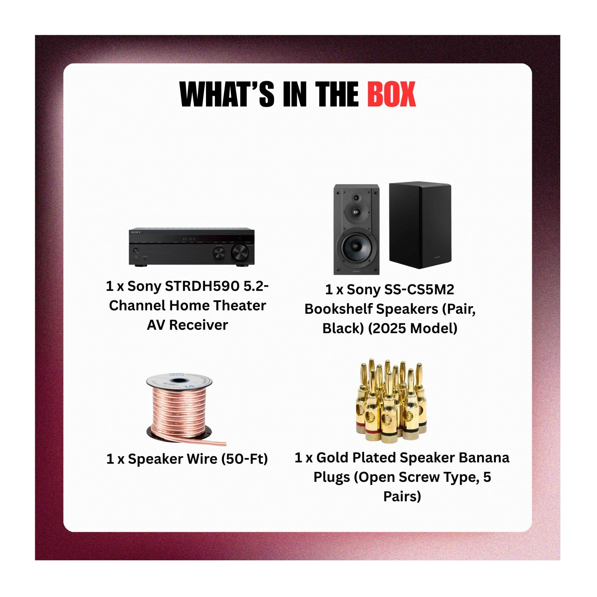 Sony STRDH590 5.2-Channel Home Theater AV Receiver with Bookshelf Speaker Bundle