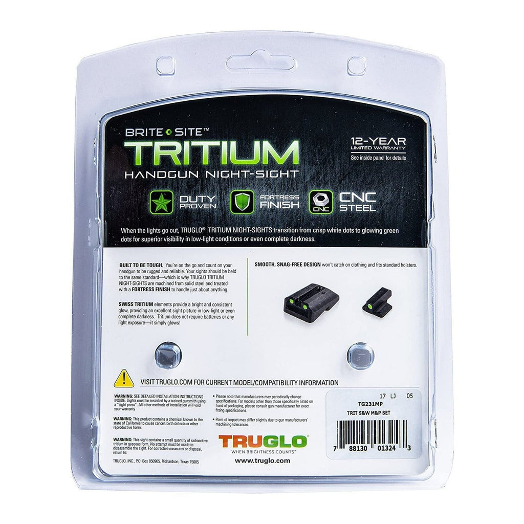 TruGlo Tritium Smith and Wesson M and P 1x Magnification Night Sights (Black)