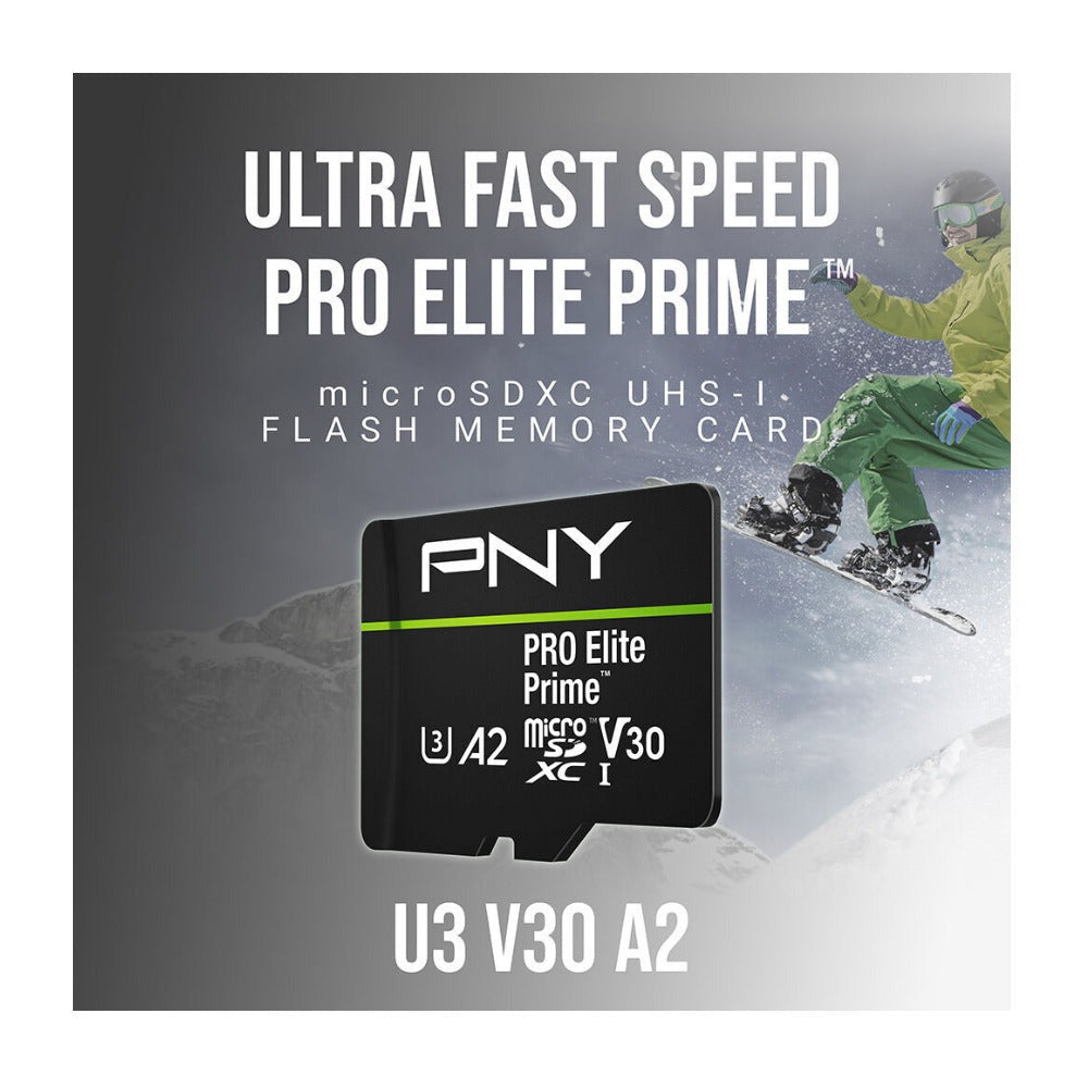 PNY 256GB PRO Elite Prime microSDXC Memory Card with SD Adapter