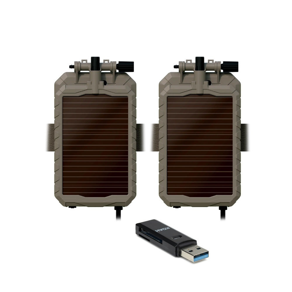 Stealth Cam Sol-Pak 12V Solar Battery (2 Pack) Bundle with Memory Card Reader