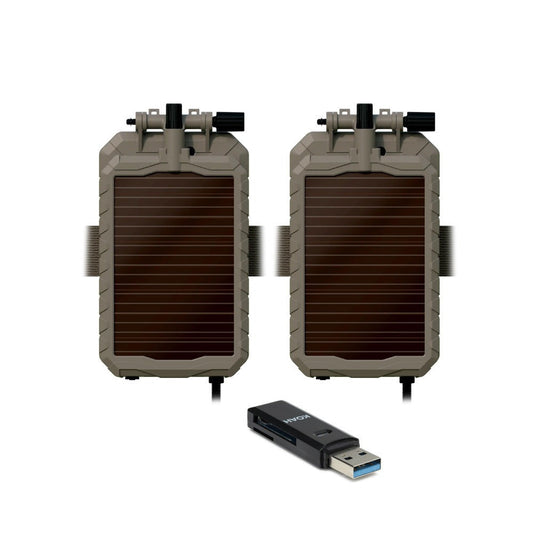 Stealth Cam Sol-Pak 12V Solar Battery (2 Pack) Bundle with Memory Card Reader
