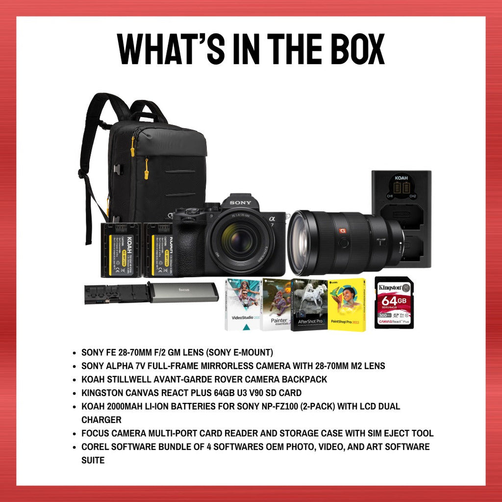 Sony Alpha 7V Mirrorless Camera with 28-70mm II Lens & 28-70mm f/2 Lens Bundle