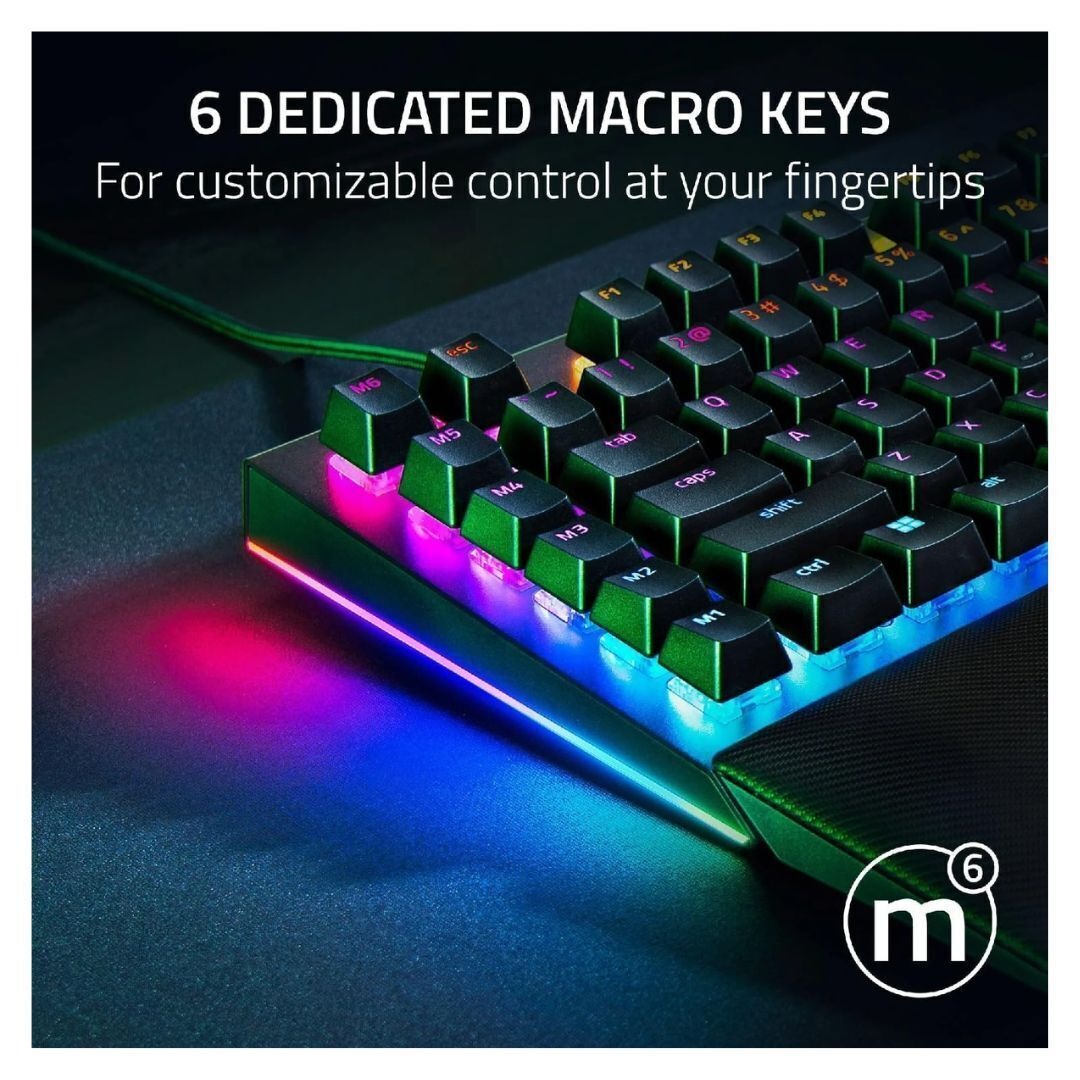 Razer BlackWidow V4 Green Switch Gaming Keyboard, RZ03-04690200, 104 Keys, Black (Certified Refurbished)