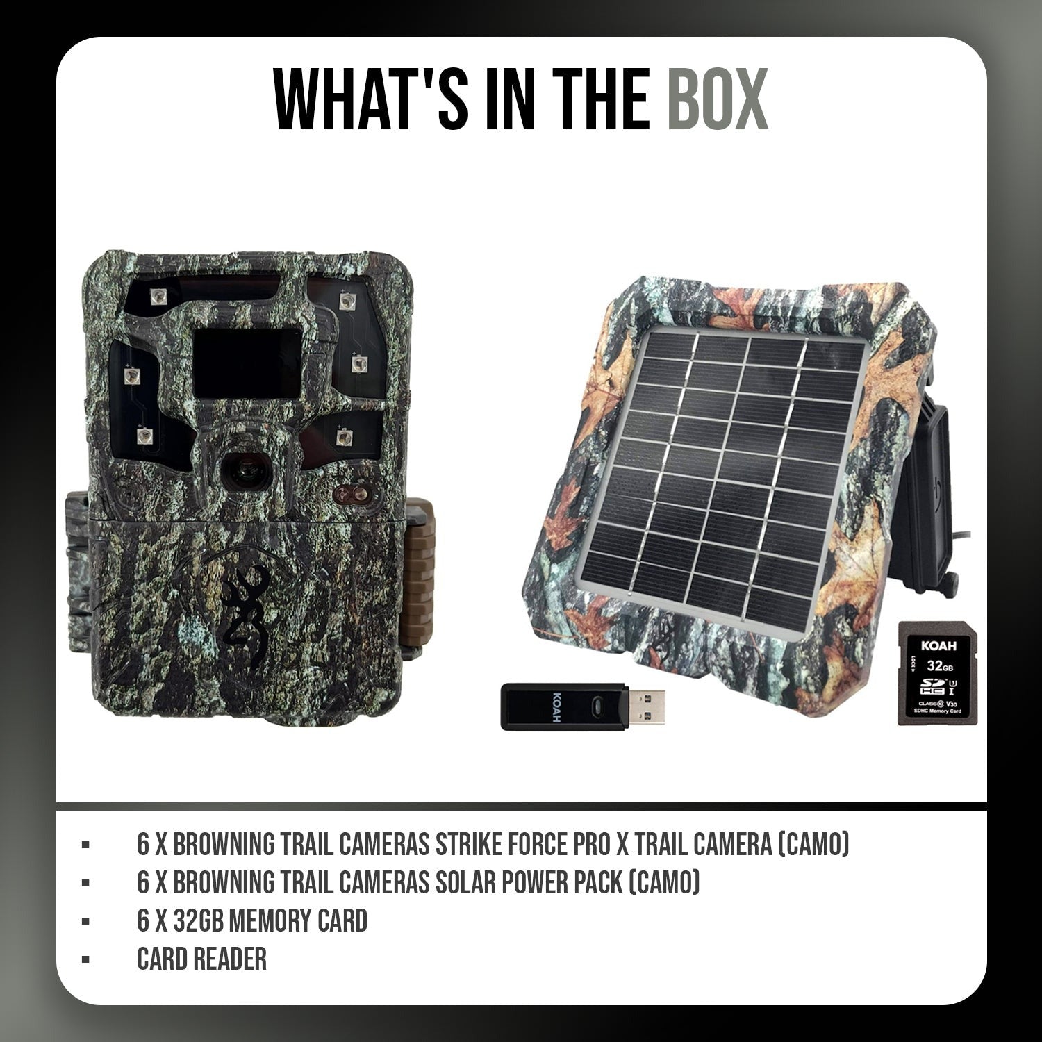 Browning Trail Cameras Strike Force Pro X Trail Camera Bundle (6-Pack, Camo)