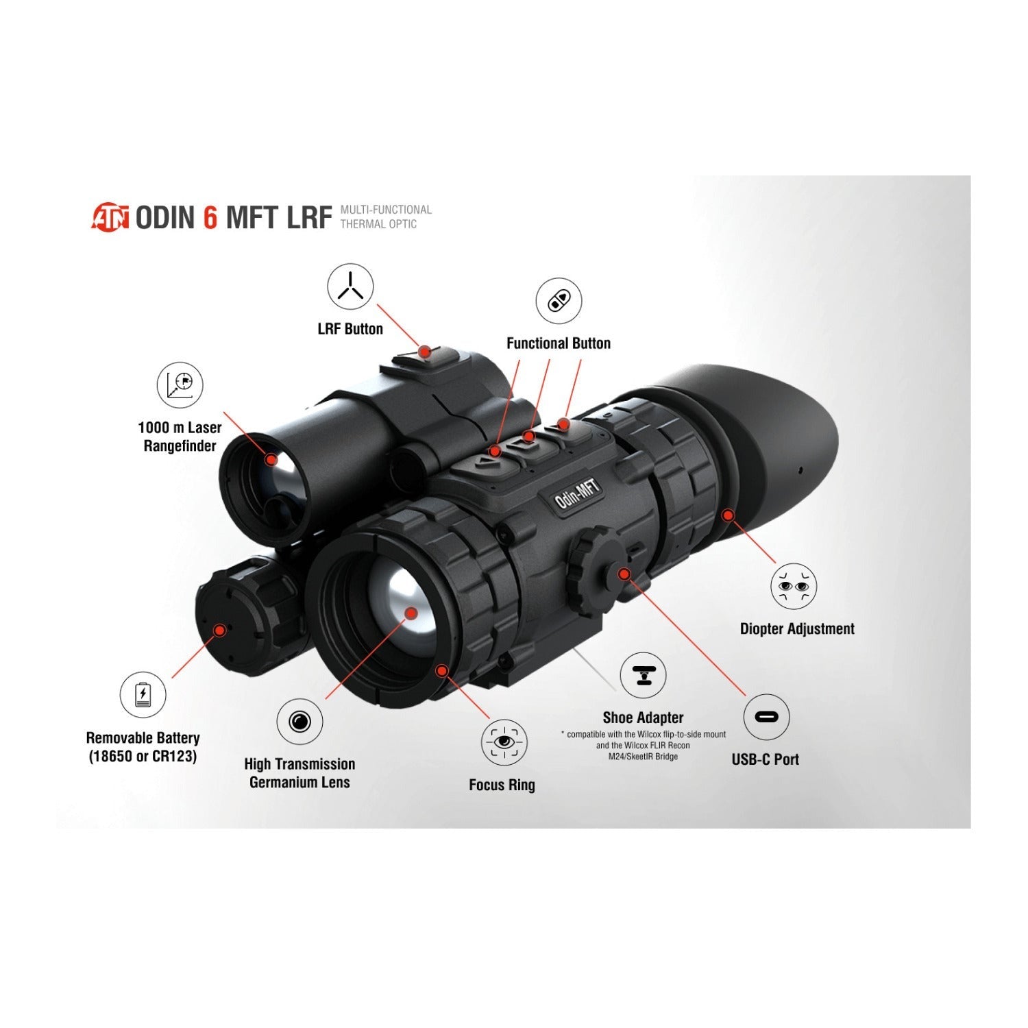 ATN Odin 6 Multi-Functional Thermal Optic with 640480 Sensor and Built-in LRF