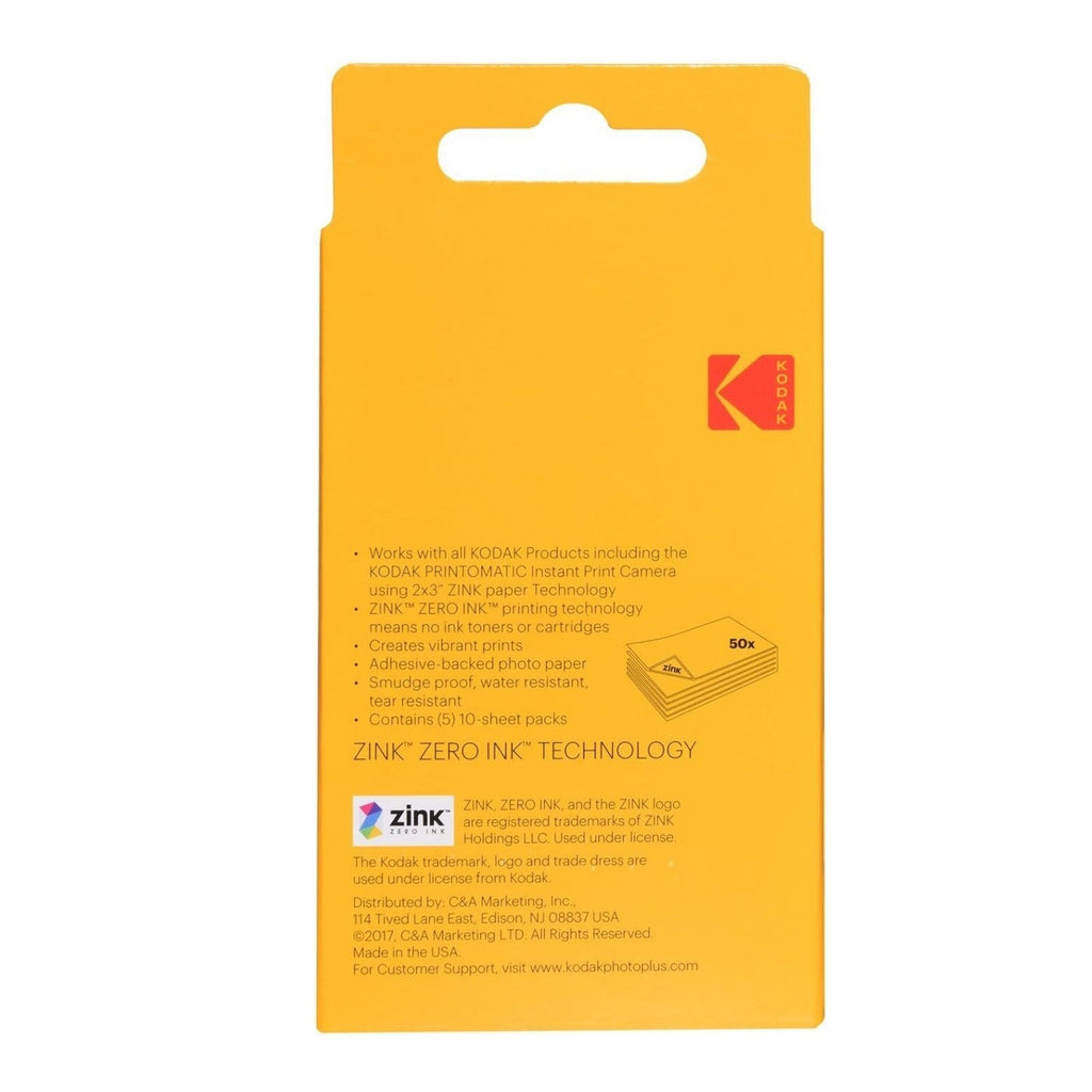 KODAK 2x3 Premium Sticky-Backed ZINK Photo Paper (50 Sheets)