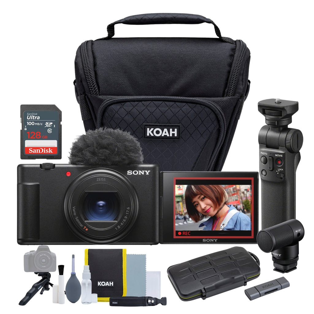 Sony ZV-1 II Vlog Camera (Black) with Vlogger Kit and Case Bundle