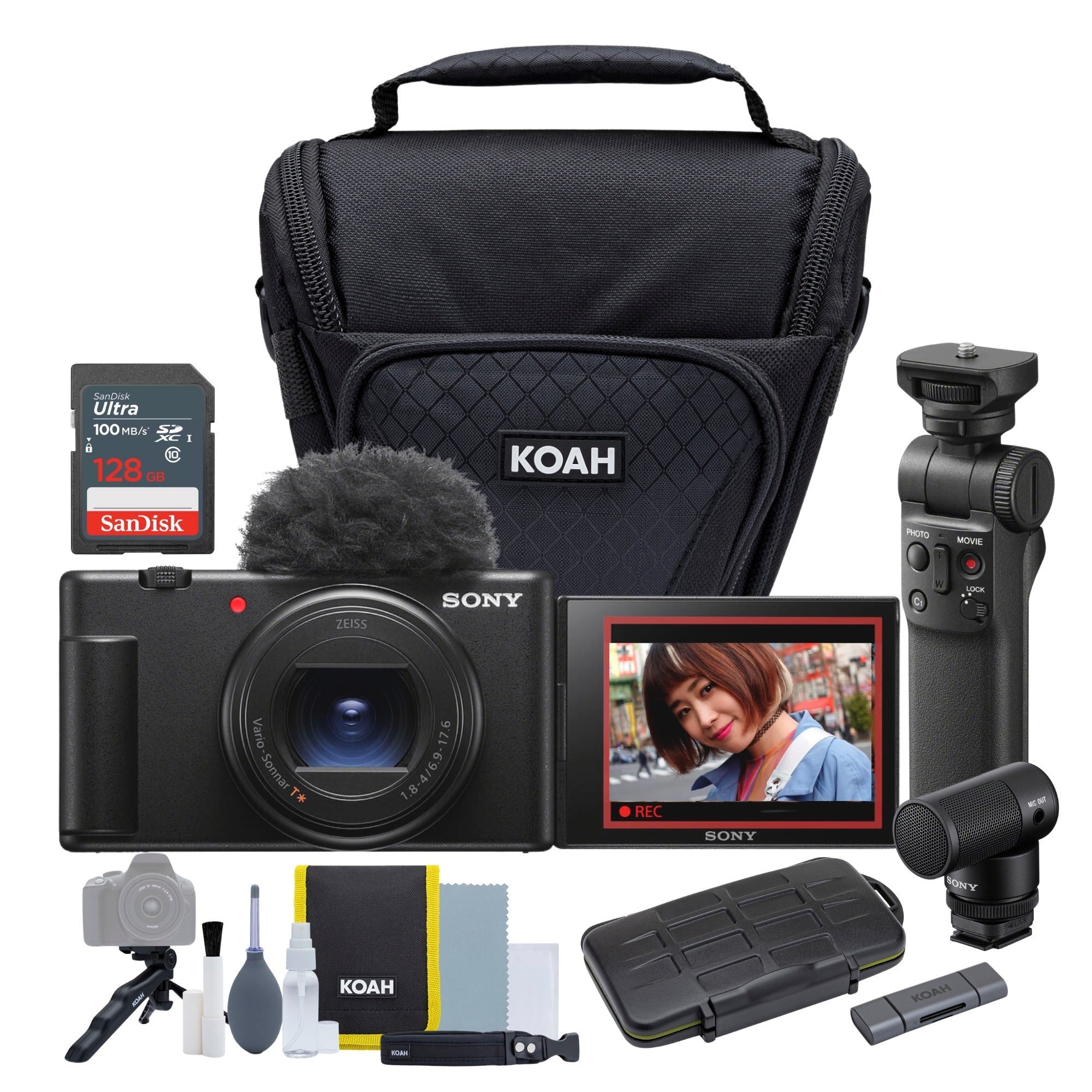 Sony ZV-1 II Vlog Camera (Black) with Vlogger Kit and Case Bundle