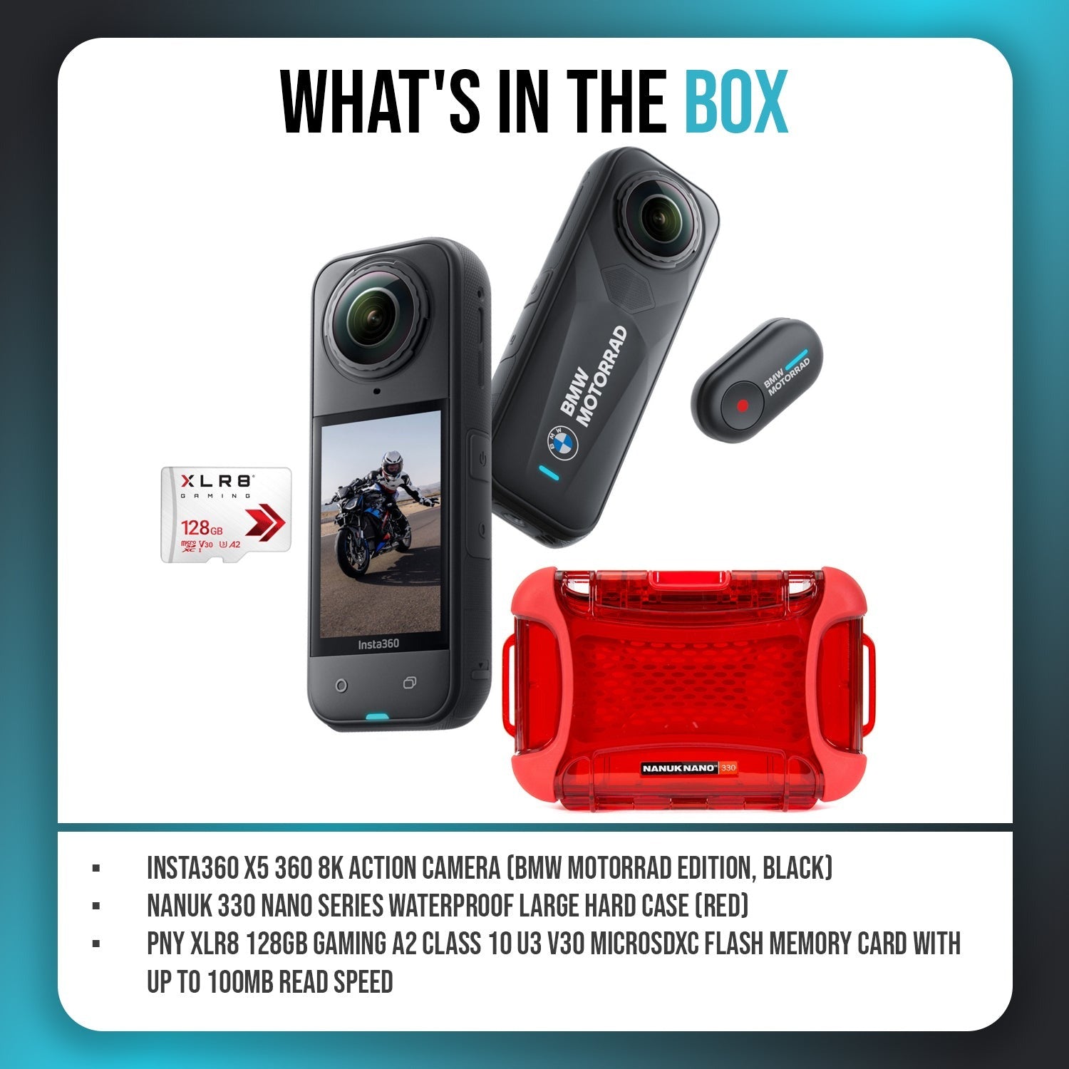 Insta360 X5 360 8K Action Camera with 128GB Memory Card and Hard Case Bundle