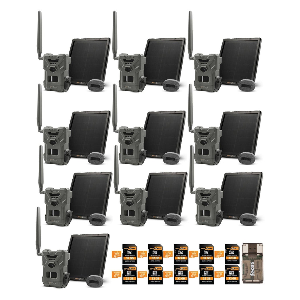 Spypoint FLEX-M Trail Camera, SPLB-10 Solar Panel with Accessories (10 Pack)