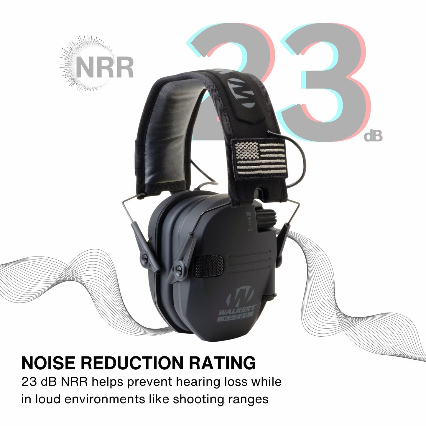 Walkers Razor Walkie Talkie Bundle with Ear Muff (Black Patriot) and Accessories