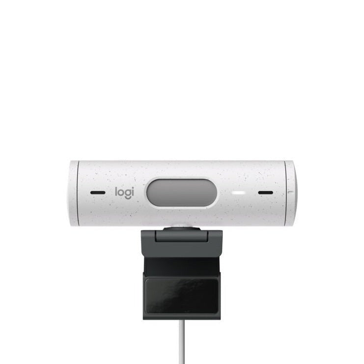 Logitech Brio 500 Webcam with Selfie Ring Light Stand and USB Hub (Off-White)