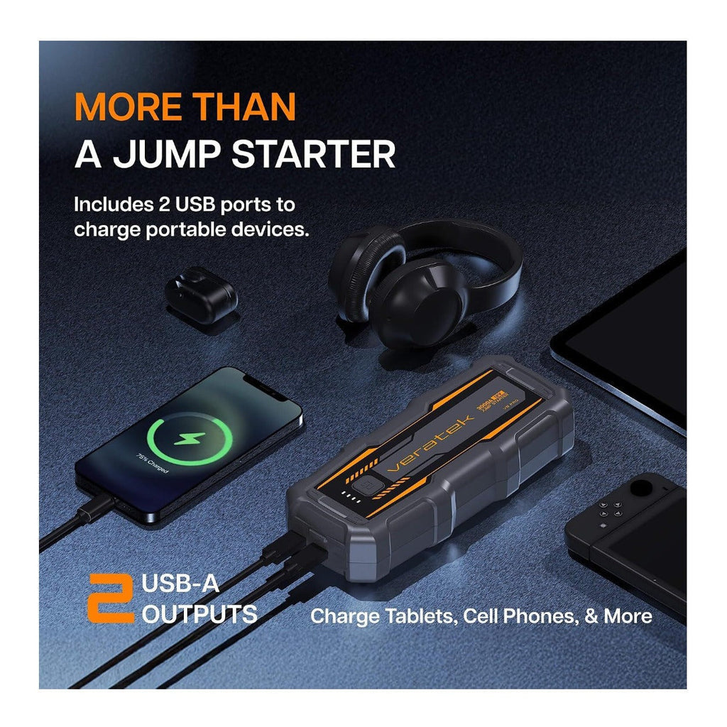 Veratek V8 Pro 3000A Jump Starter 20,000mAh 12V Battery Booster Pack