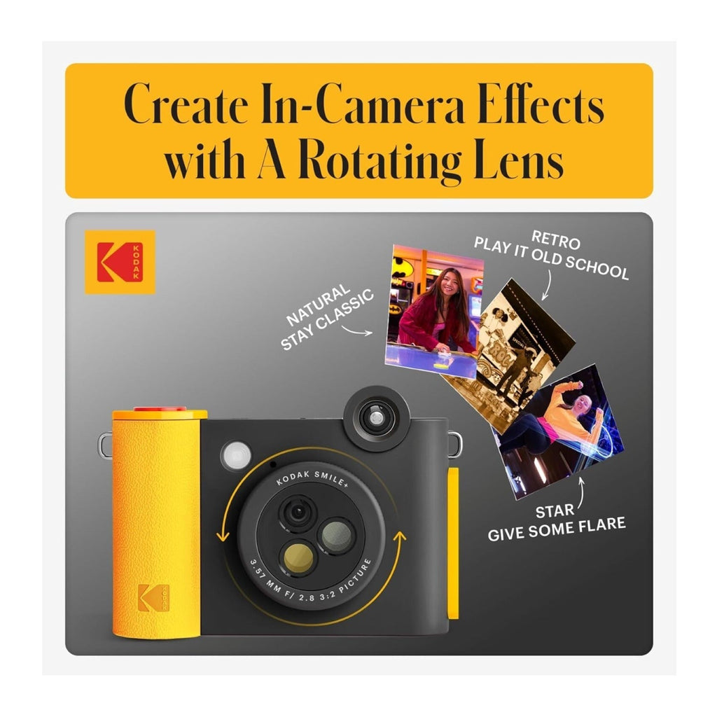 KODAK Smile+ Digital Instant Print Camera with Effect-changing Lens (Black)