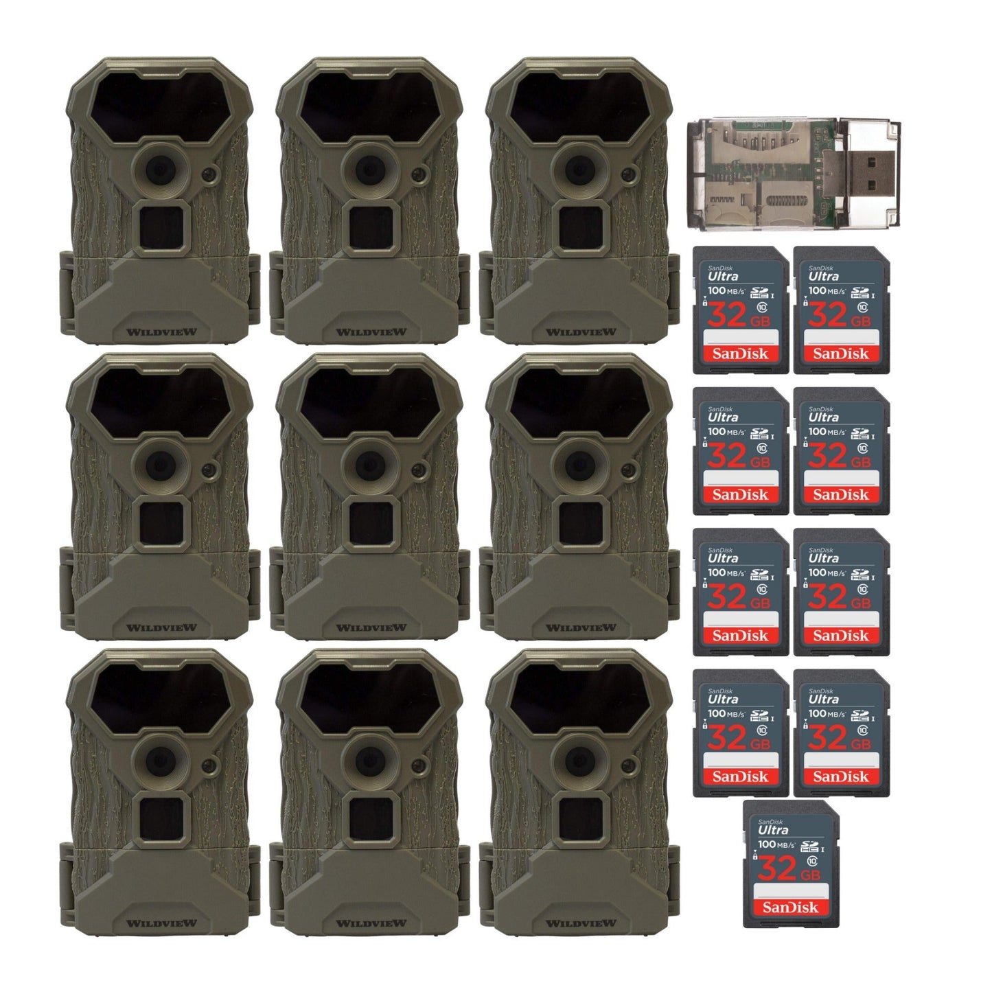 Stealth Cam Wildview 14MP Trail Camera with 32GB Memory Card Bundle (9-Pack)