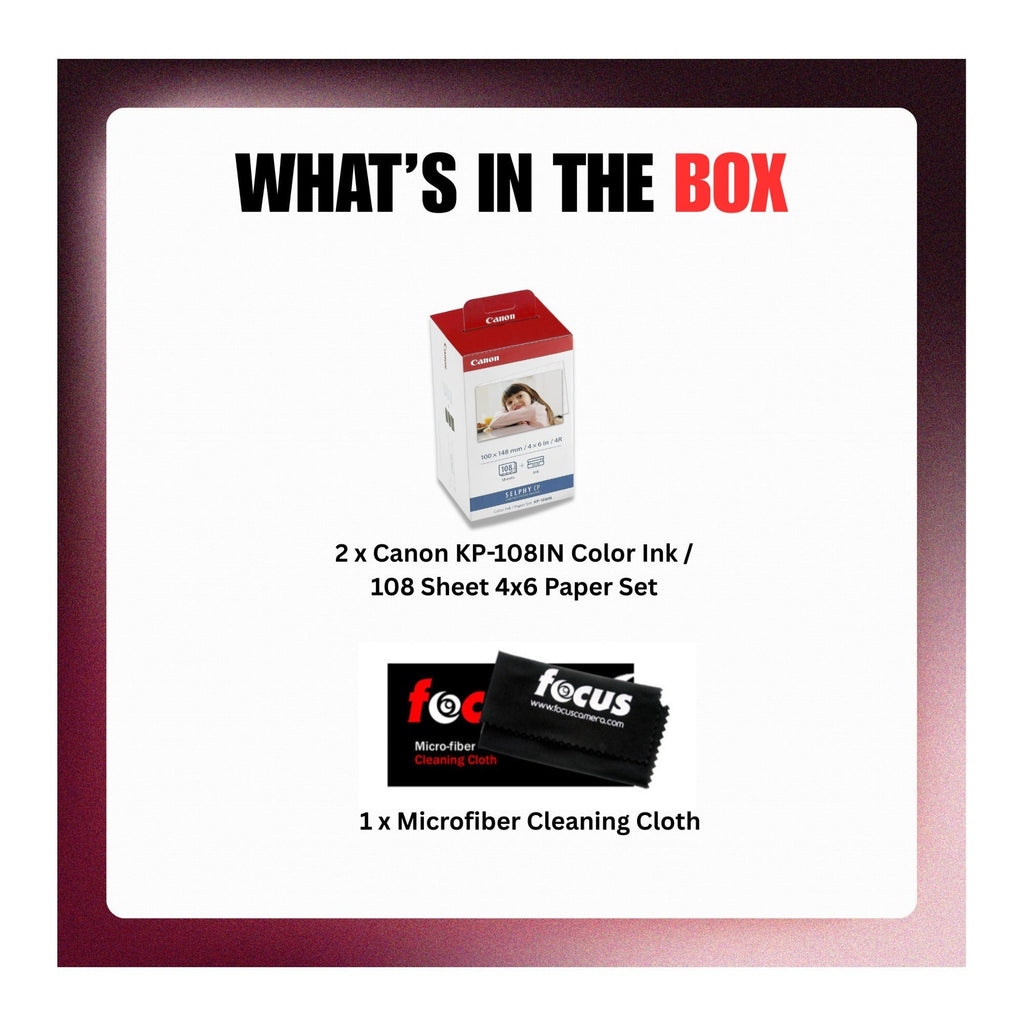 Canon KP-108IN Color Ink 108 Sheet 4x6 Paper Set (2-Pack) Bundle
