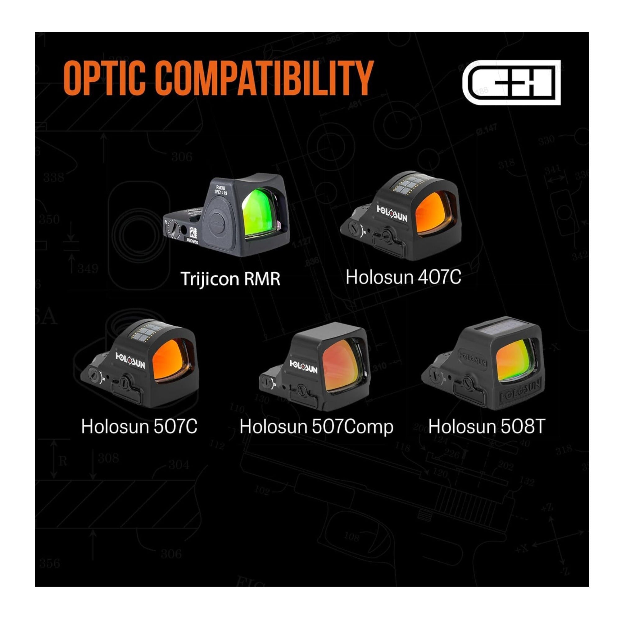 C+H Precision Optics Adapter Plate for CZ Shadow 2 and Trijicon RMR, Steel