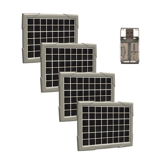 Cuddeback Solar Power Bank - High-Capacity Charger with Card Reader (4-Pack)