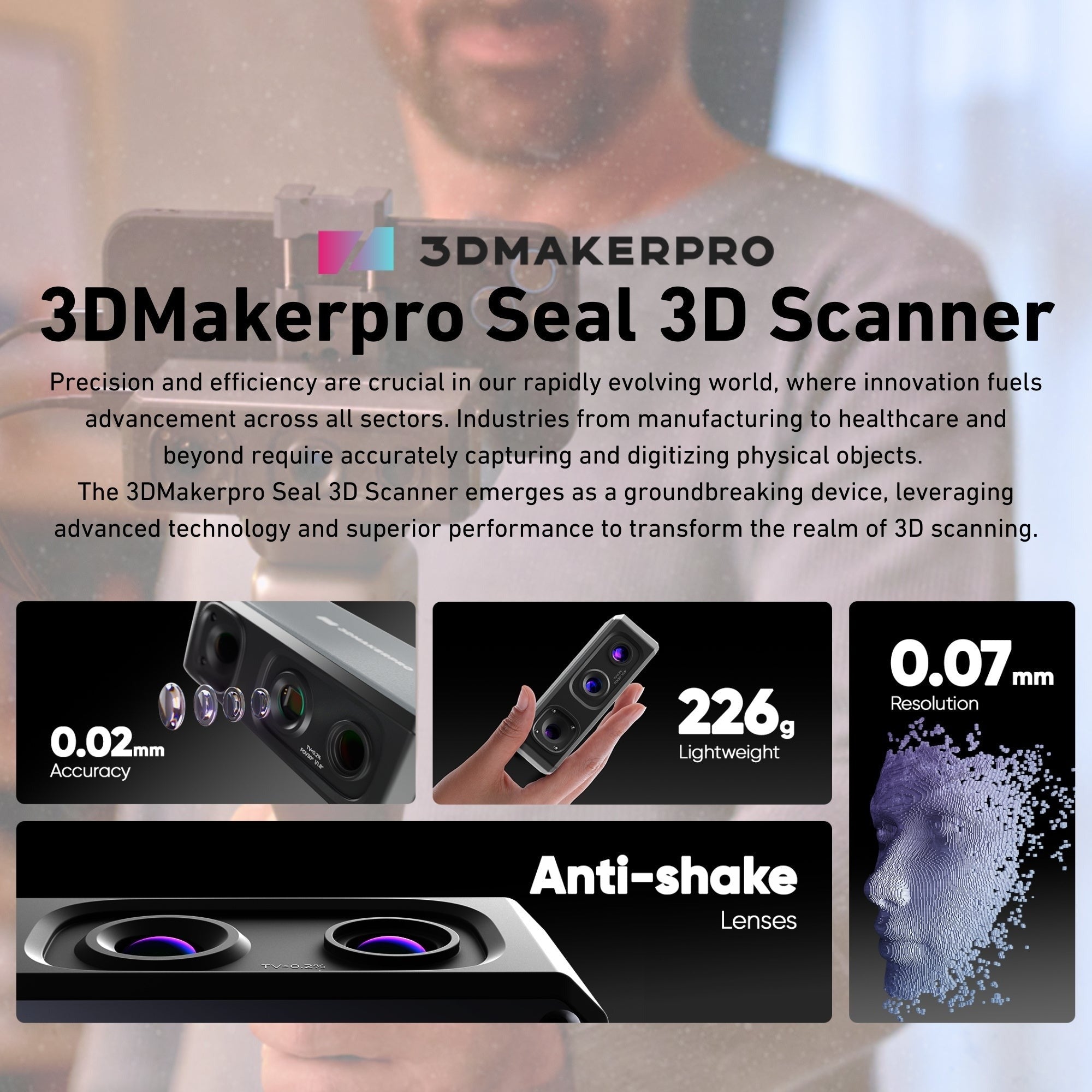Seal Lite 3D Scanner with Weatherproof Tan Hard Case with 18 x 14 x 7-Inch Customizable Foam Bundle