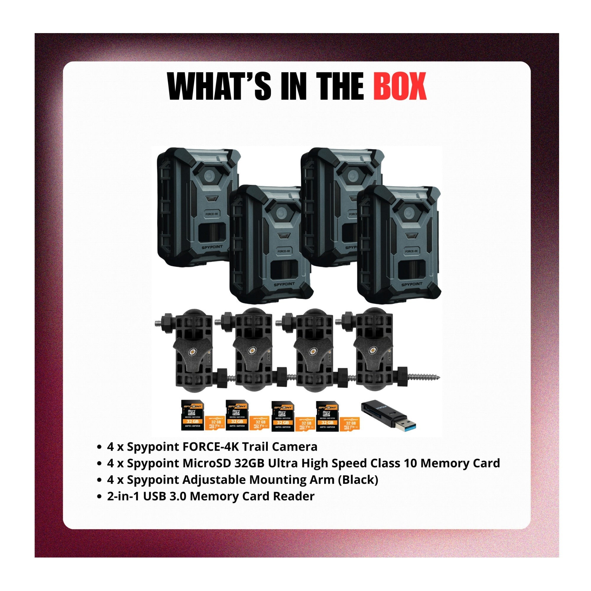 Spypoint FORCE-4K Trail Camera with 32GB MicroSD and Accessories Bundle
