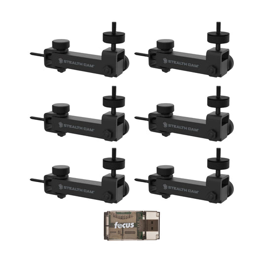 Stealth Cam Eco Mount Rugged Steel Tube (Black, 6-Pack) and Card Reader Bundle