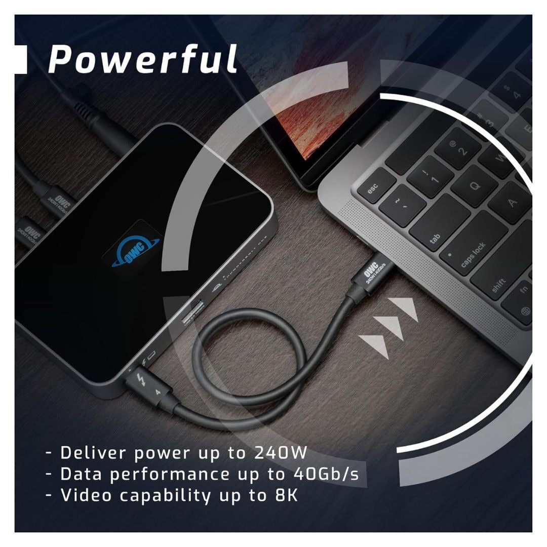 OWC 11.8-Inch Thunderbolt 4 and USB-C Cable with 40 GBPS Data Transfer (Black)