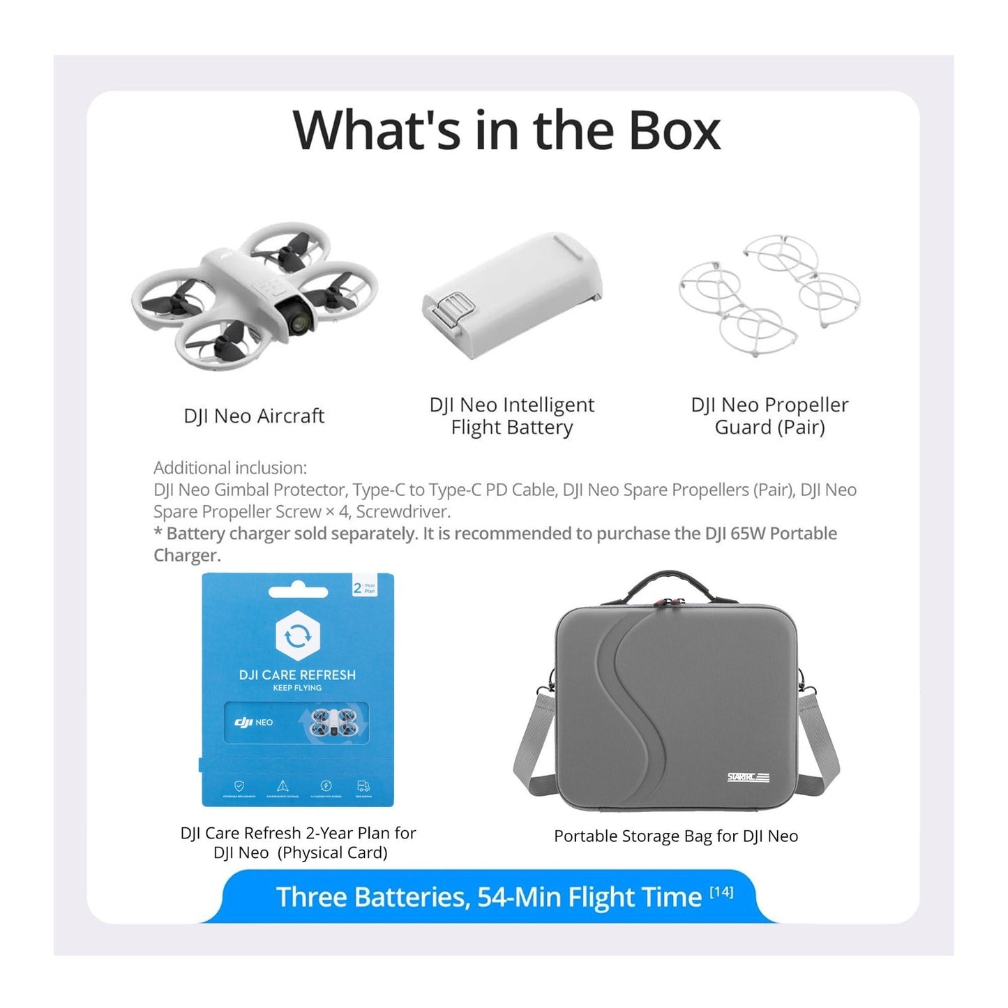 DJI Neo Palm-Sized Lightweight Drone with DJI Care Refresh 2-Year Plan and Storage Bag Bundle