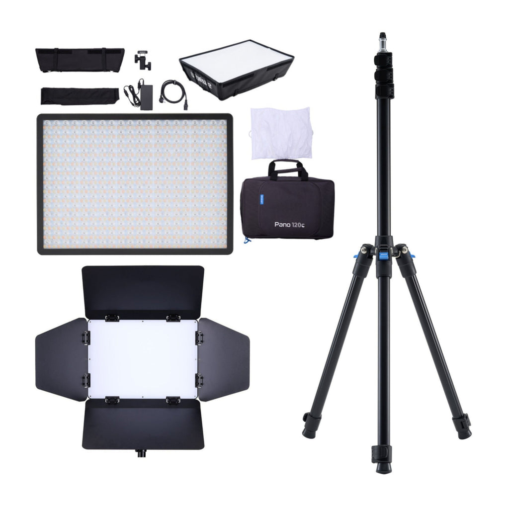 amaran Pano 120c 120W RGBWW Full Color Panel Charcoal Light Creator Kit Bundle