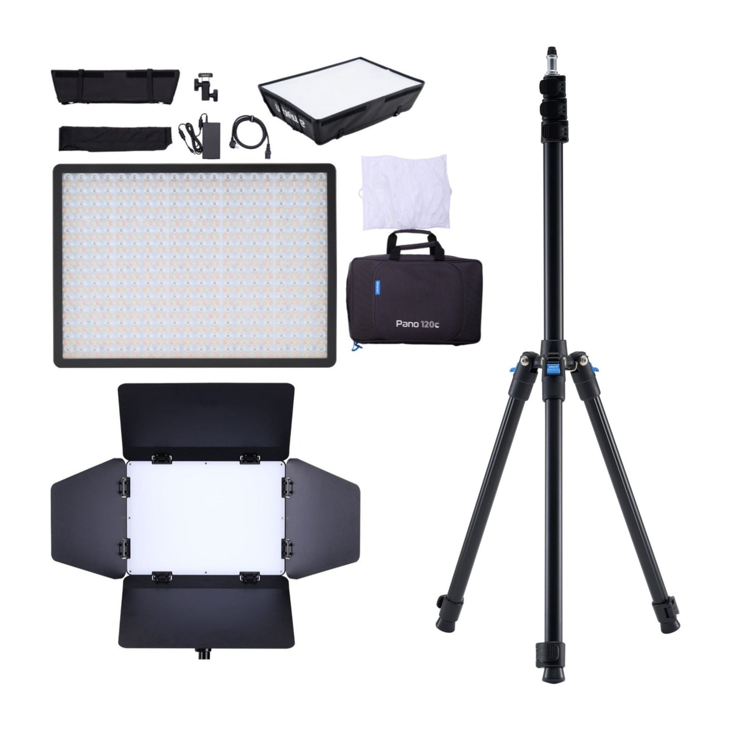 amaran Pano 120c 120W RGBWW Full Color Panel Charcoal Light Creator Kit Bundle