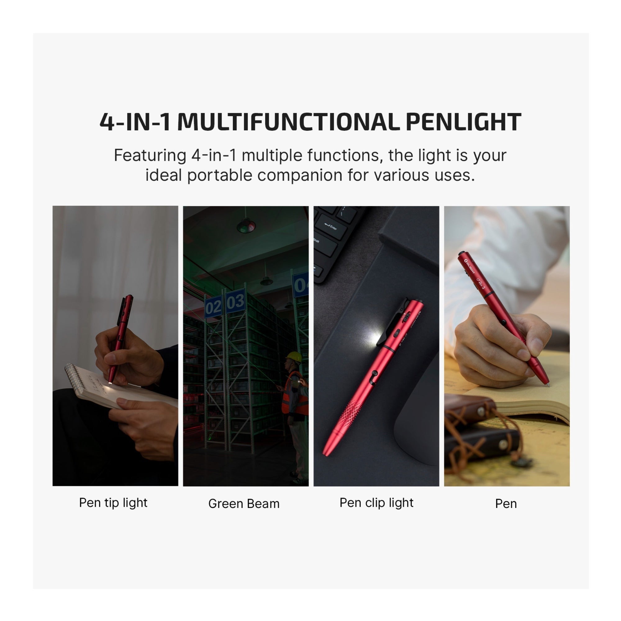 OLIGHT O'Pen 3 Multifunctional Pen Light with 120 Lumens (Wine Red)