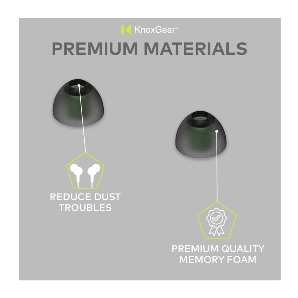 Knox Gear Noise Isolating Memory Foam Tips & Silicone Earbuds (3 Pairs Each)