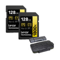 Lexar 128GB Professional GOLD Series 1800x SDXC V60 Memory Card (2-Pack) Bundle