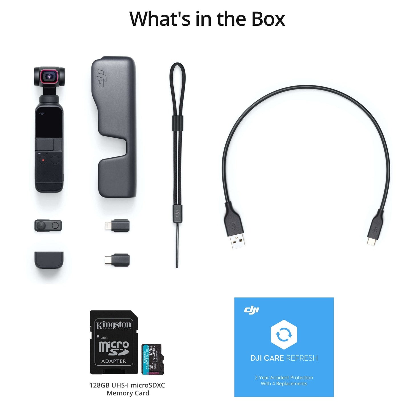 DJI Osmo Pocket 2 with 128GB MicroSD Card and Refresh 2-Year Plan Bundle