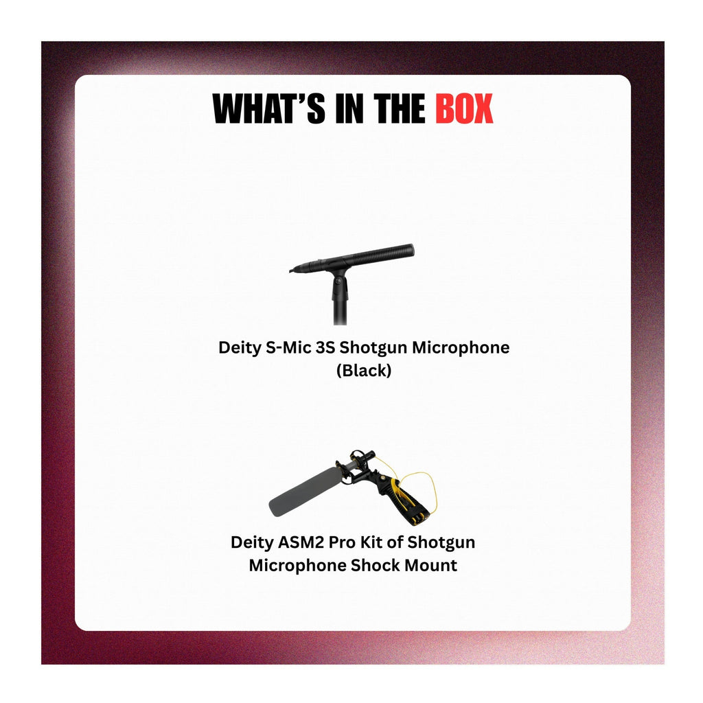 Deity S-Mic 3S Shotgun Microphone (Black) and ASM2 Pro Kit Bundle