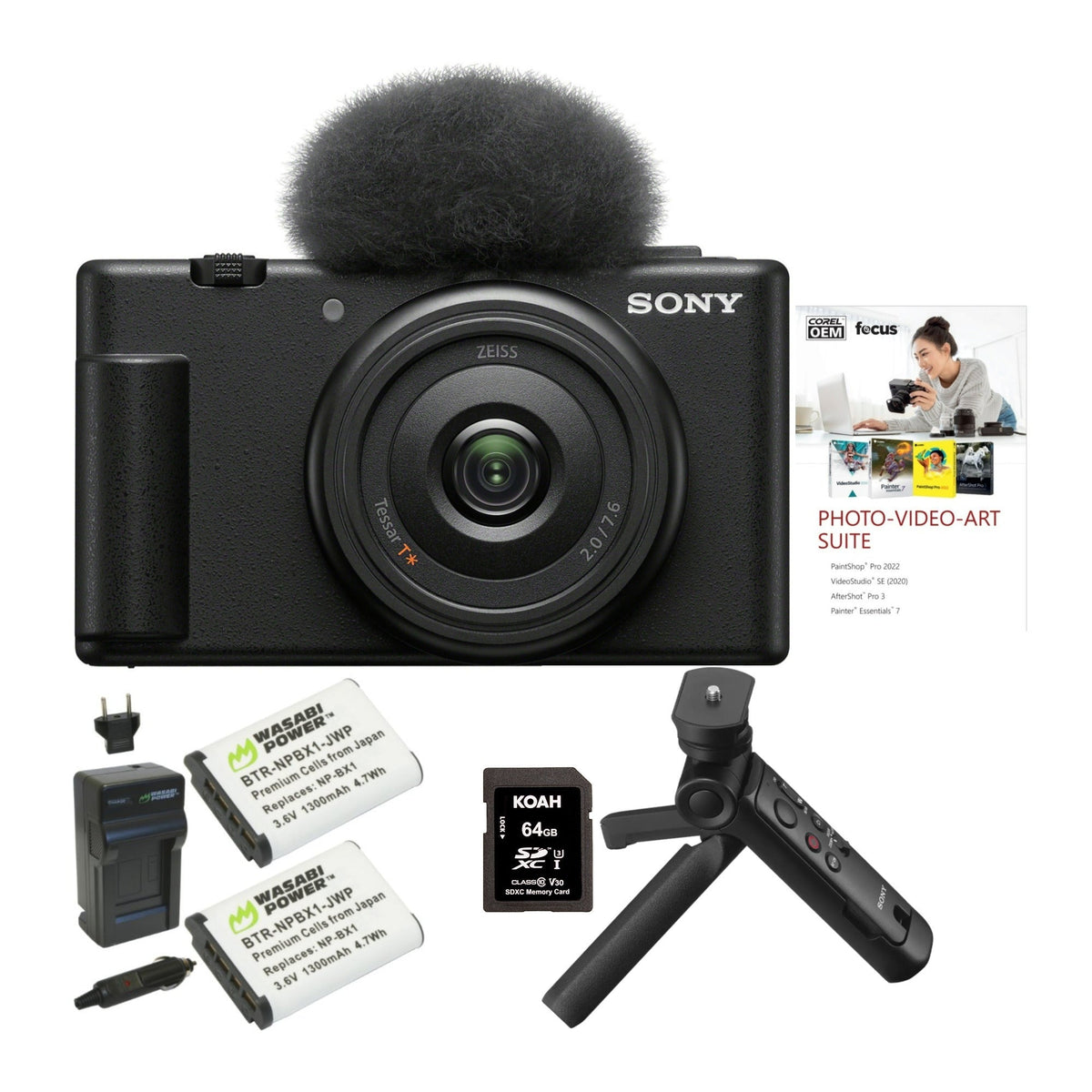 Sony ZV-1F Vlog Camera for Content Creators and Vloggers (Black) with Vlogger Accessory Kit Bundle