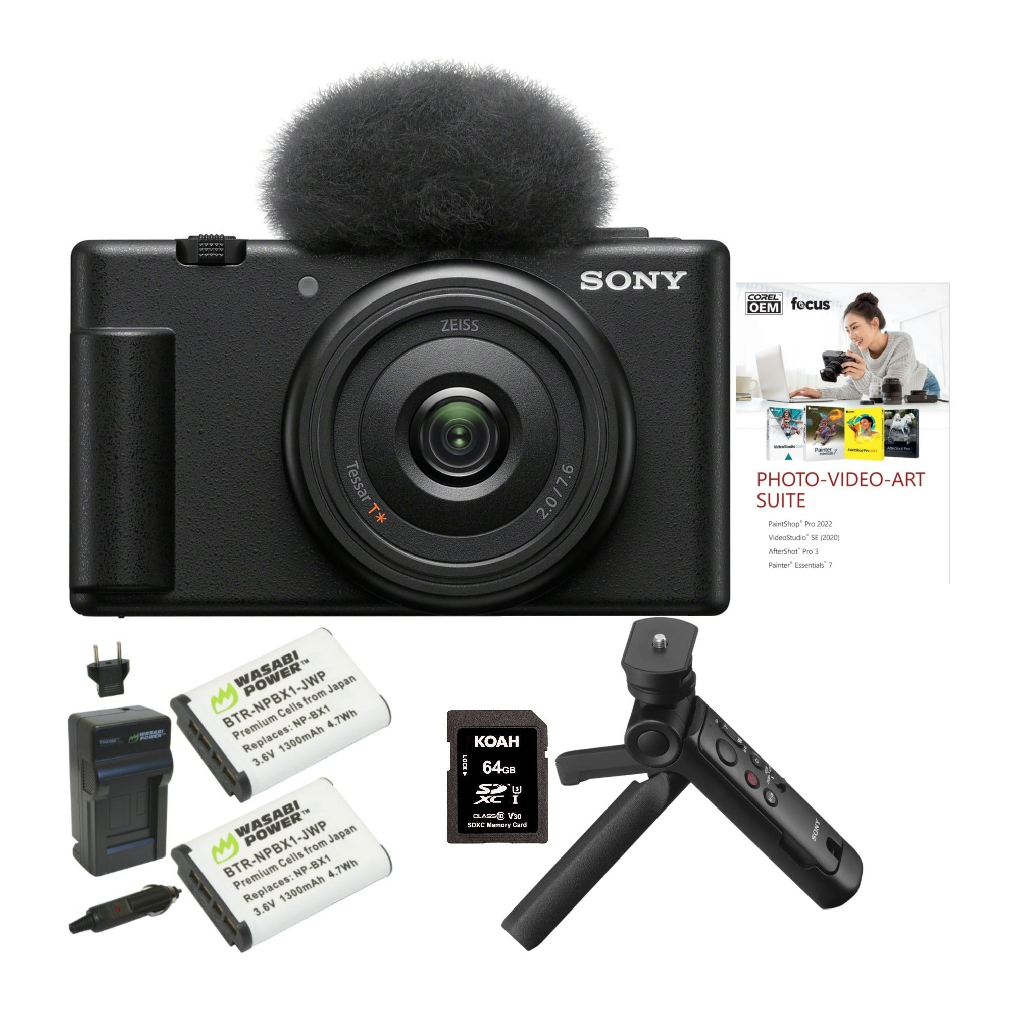 Sony ZV-1F Vlog Camera for Content Creators and Vloggers (Black) with Vlogger Accessory Kit Bundle