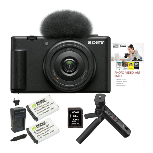 Sony ZV-1F Vlog Camera for Content Creators and Vloggers (Black) with Vlogger Accessory Kit Bundle